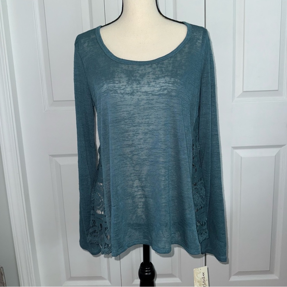Rewind Teal lightweight sweater size XL long‎ sleeves Boho Cottagecore